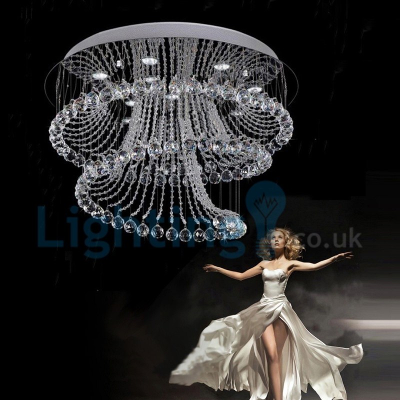 Modern Contemporary Chandelier Flush mount Pendant Fixture Crystal Rain Drop Light