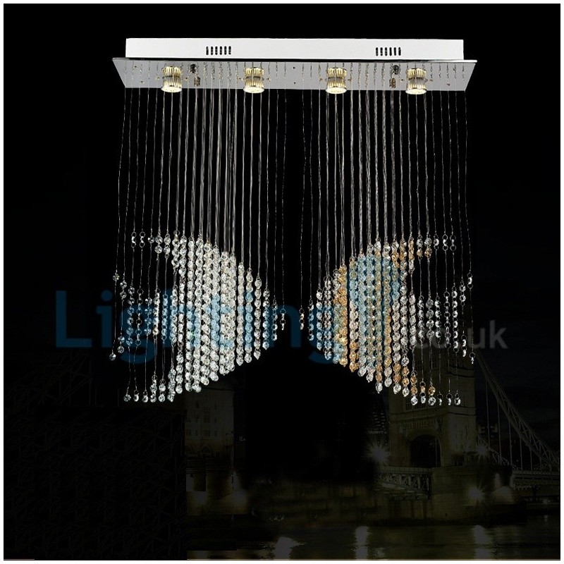 Modern Contemporary Chandelier Flush mount Pendant Fixture Crystal Rain Drop Light