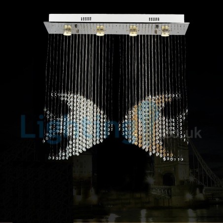 Modern Contemporary Chandelier Flush mount Pendant Fixture Crystal Rain Drop Light