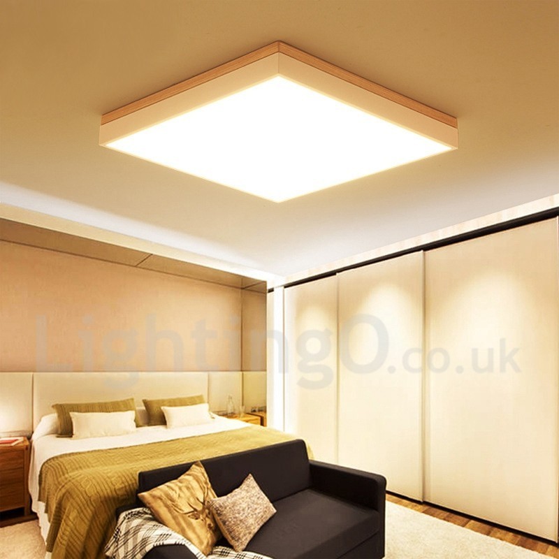 Simple and Modern Square Ultra thin Solid Wood Ceiling Lamp