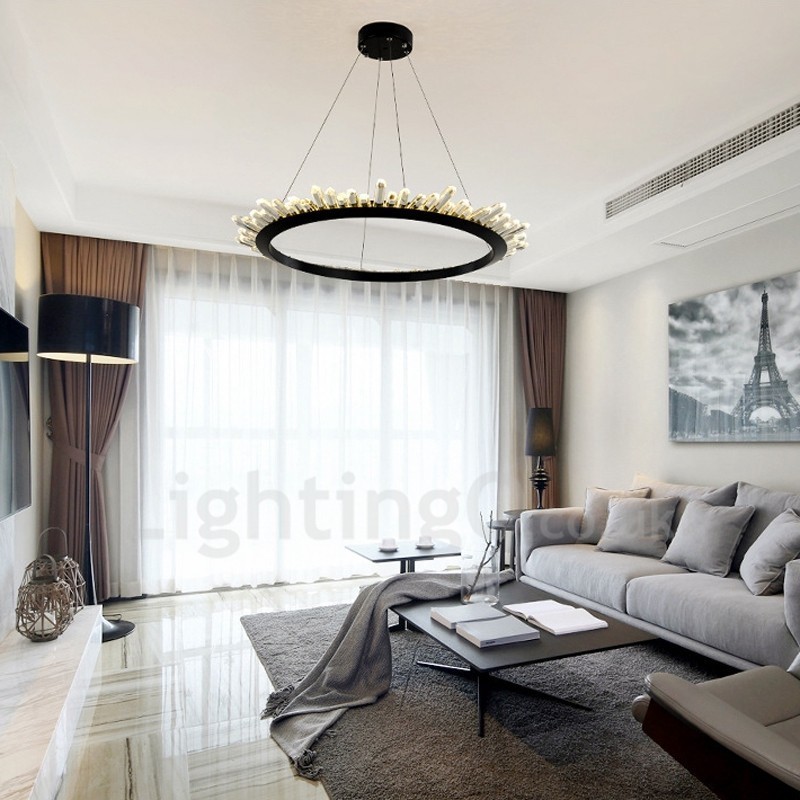 Modern Ring Shape Crystal Pendant Light