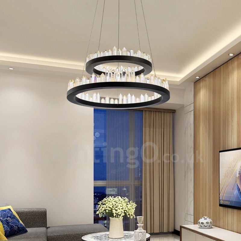 Modern Fashion Double Circle Crystal Pendant Light