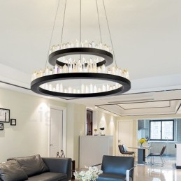 Modern Fashion Double Circle Crystal Pendant Light