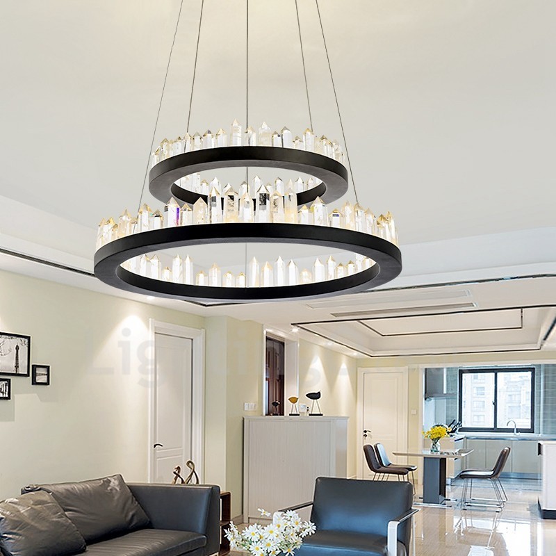 Modern Fashion Double Circle Crystal Pendant Light