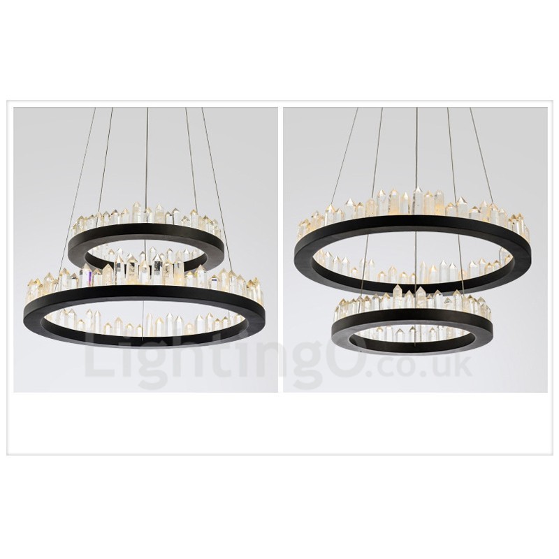 Modern Fashion Double Circle Crystal Pendant Light