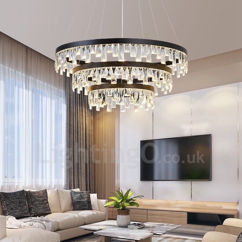 Modern Circle Design Crystal Pendant Light