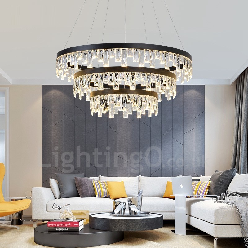 Modern Circle Design Crystal Pendant Light