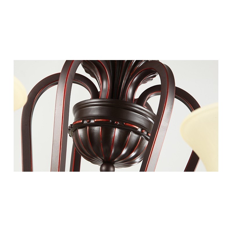 24 Lights High Ceiling Vintage Country Island Painting Metal Chandelier with Glass Shades Hight Ceiling