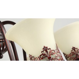 24 Lights High Ceiling Vintage Country Island Painting Metal Chandelier with Glass Shades Hight Ceiling