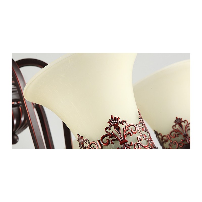 24 Lights High Ceiling Vintage Country Island Painting Metal Chandelier with Glass Shades Hight Ceiling