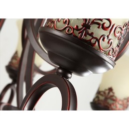 24 Lights High Ceiling Vintage Country Island Painting Metal Chandelier with Glass Shades Hight Ceiling