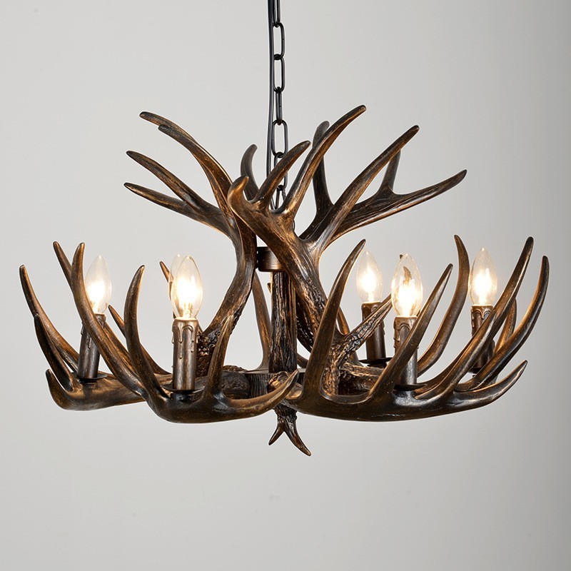 6 Light Rustic Artistic Retro Antler Black Chandelier
