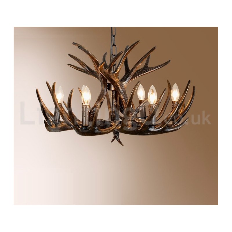 6 Light Rustic Artistic Retro Antler Black Chandelier