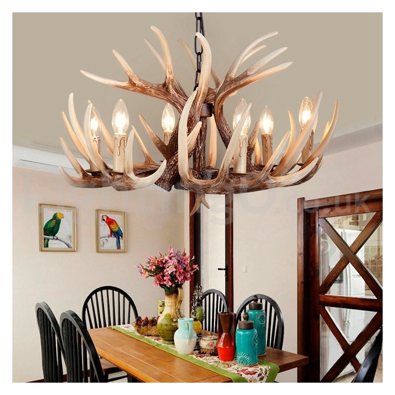6 Light Rustic Artistic Retro Antler Vintage Chandelier