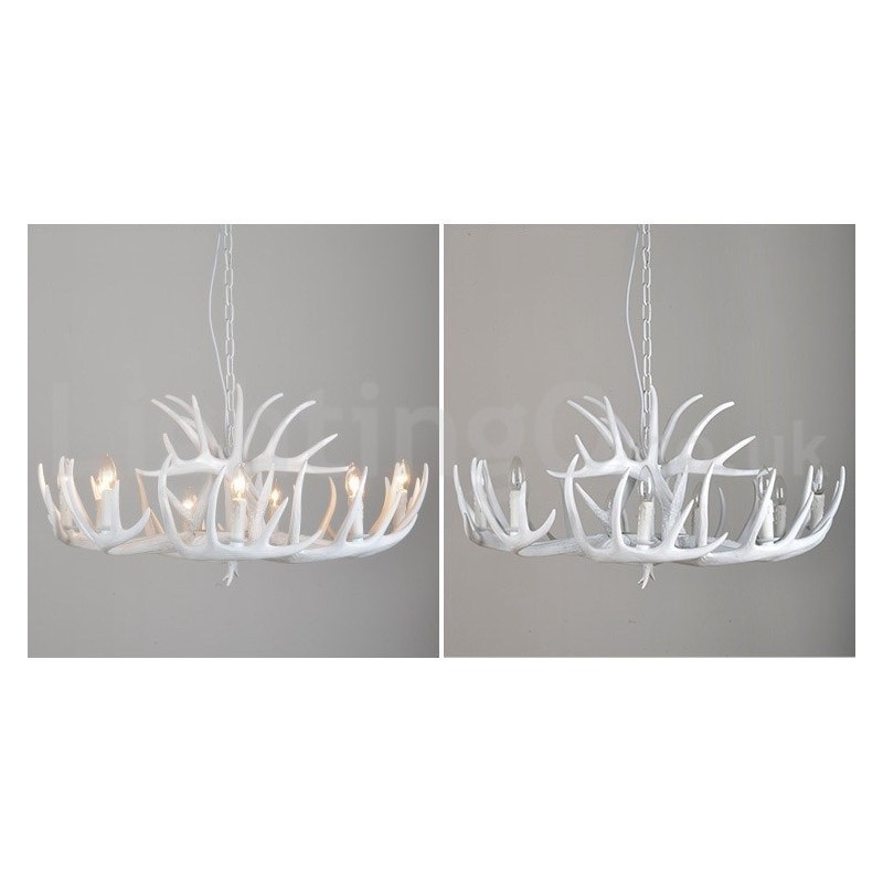 9 Light Rustic Artistic Retro Antler White Chandelier