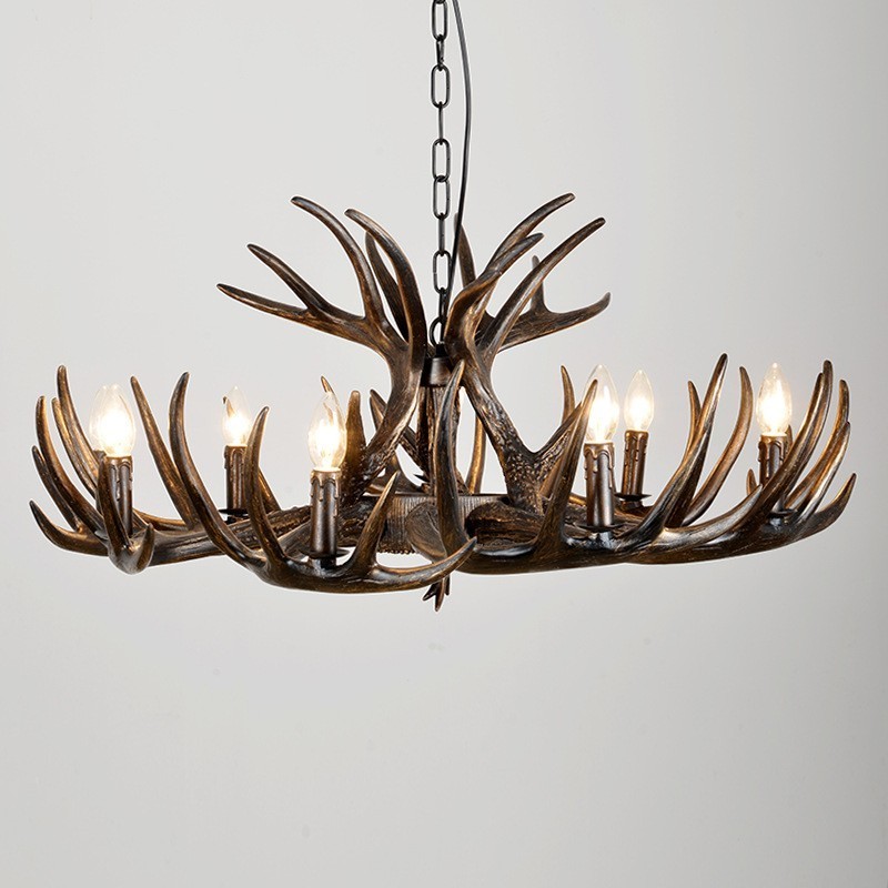9 Light Rustic Artistic Retro Antler Black Chandelier