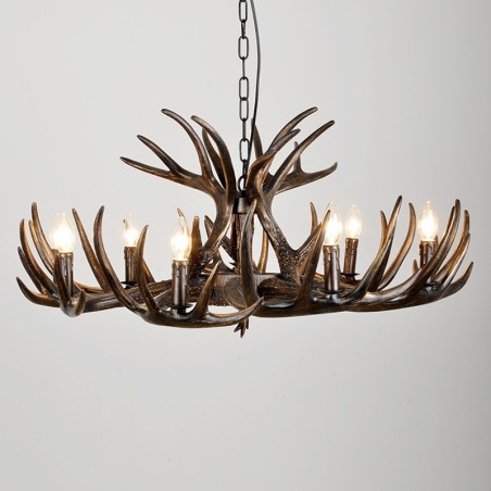 9 Light Rustic Artistic Retro Antler Black Chandelier