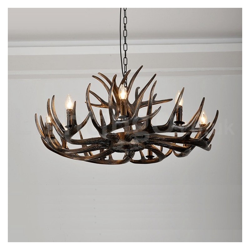 9 Light Rustic Artistic Retro Antler Black Chandelier