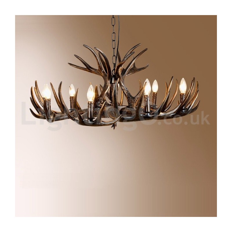 9 Light Rustic Artistic Retro Antler Black Chandelier
