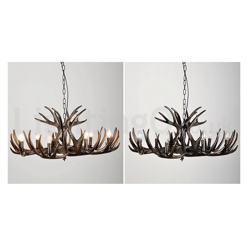 9 Light Rustic Artistic Retro Antler Black Chandelier