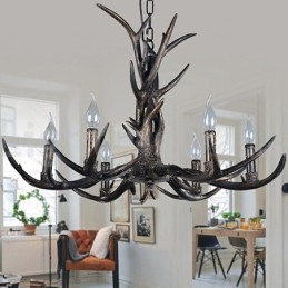 6 Light Rustic Artistic Retro Antler Black Vintage Chandelier