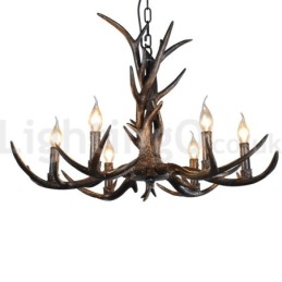 6 Light Rustic Artistic Retro Antler Black Vintage Chandelier