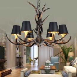 6 Light Rustic Artistic Retro Antler Black Vintage Chandelier