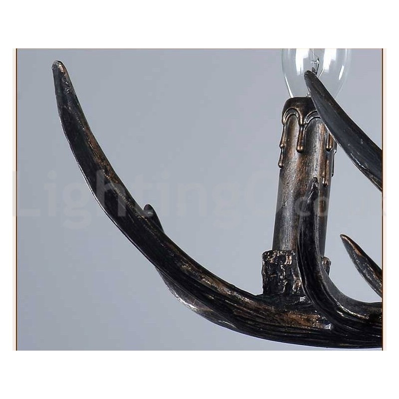 6 Light Rustic Artistic Retro Antler Black Vintage Chandelier
