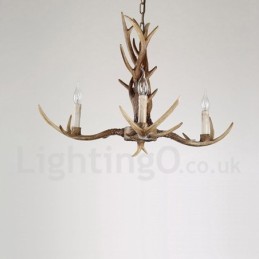 3 Light Rustic Artistic Retro Antler Vintage Candle Chandelier