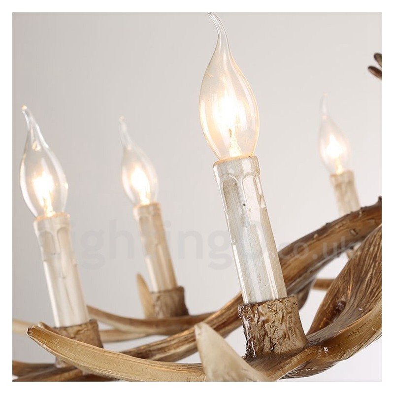 6 Light Rustic Artistic Retro Antler Vintage Candle Chandelier