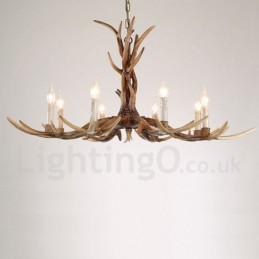 8 Light Rustic Artistic Retro Antler Vintage Candle Chandelier
