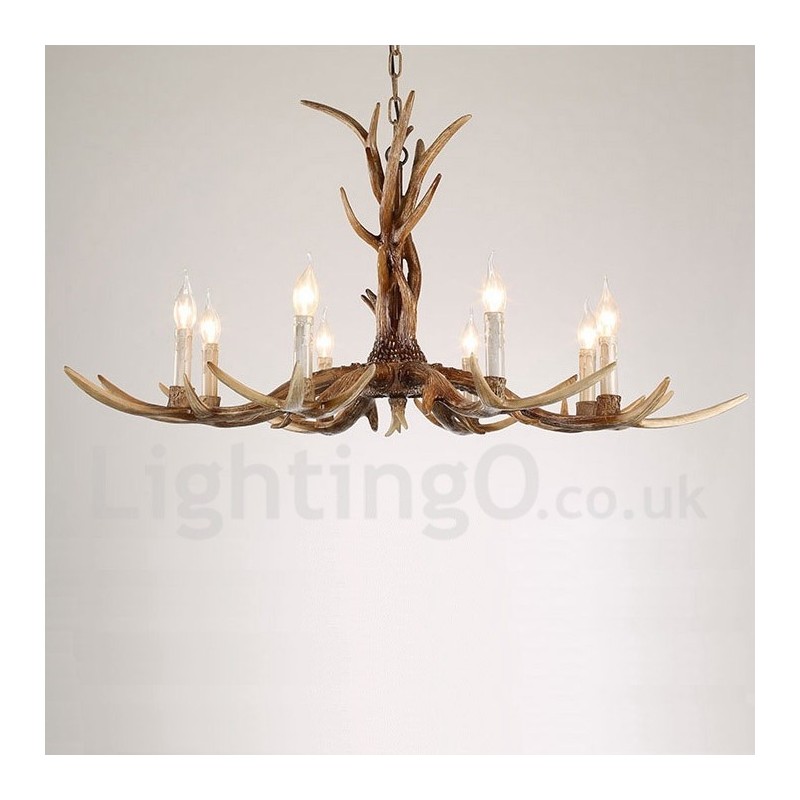 8 Light Rustic Artistic Retro Antler Vintage Candle Chandelier