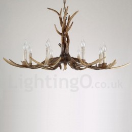 8 Light Rustic Artistic Retro Antler Vintage Candle Chandelier