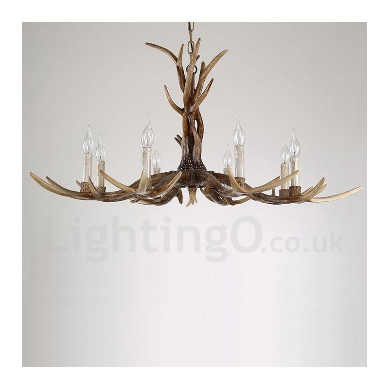8 Light Rustic Artistic Retro Antler Vintage Candle Chandelier