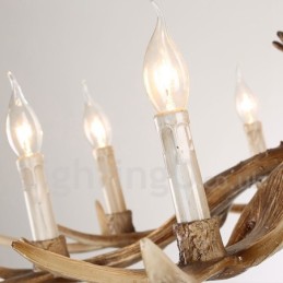8 Light Rustic Artistic Retro Antler Vintage Candle Chandelier
