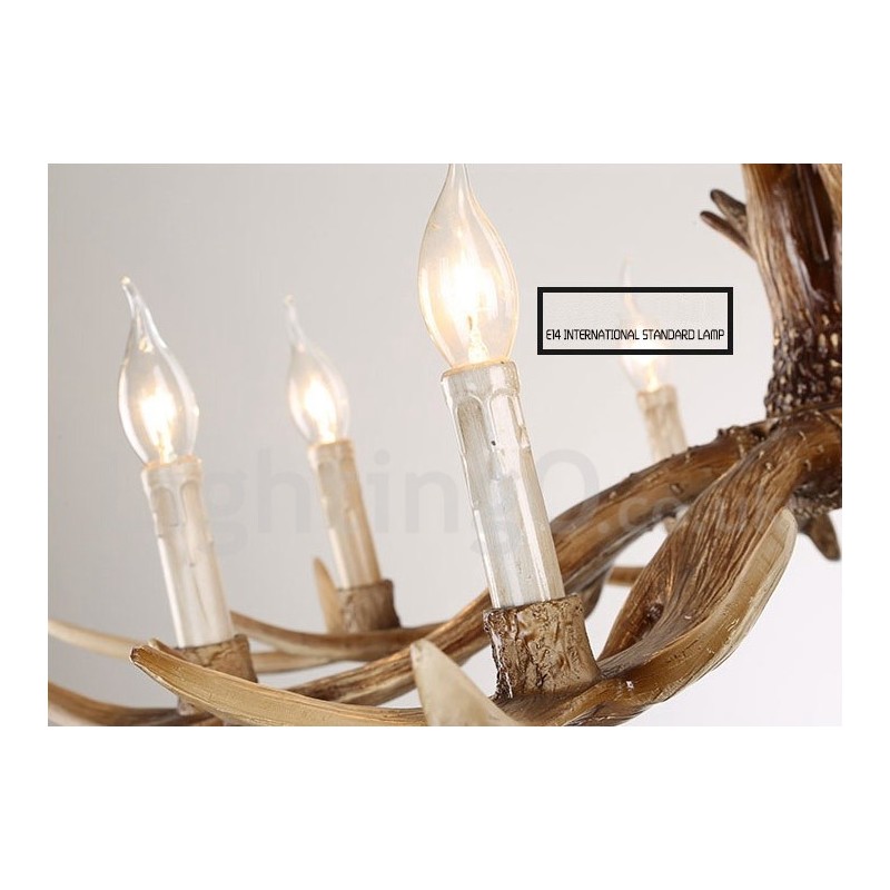 8 Light Rustic Artistic Retro Antler Vintage Candle Chandelier
