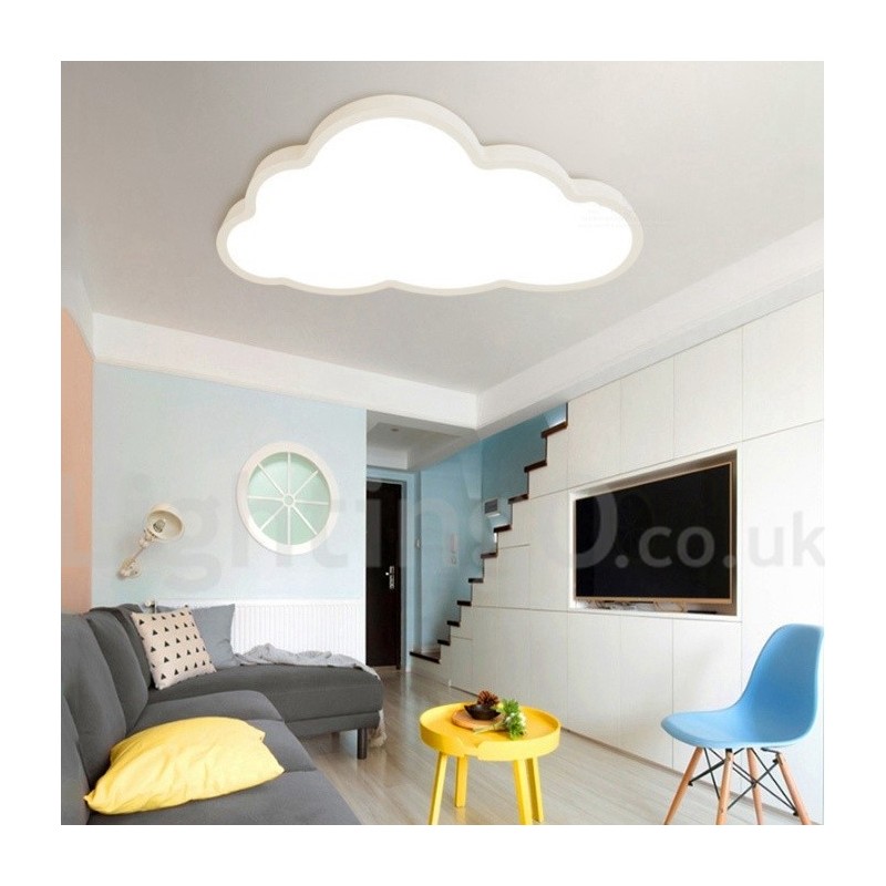 Ultra Thin Clouds Dimmable Modern Contemporary Nordic Style Flush Mount Ceiling Lights with Acrylic Shade with Remote Control Also Can Be Used As Wall Light