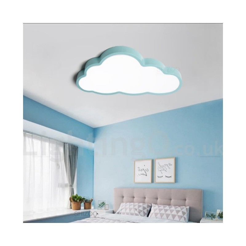 Ultra Thin Clouds Dimmable Modern Contemporary Nordic Style Flush Mount Ceiling Lights with Acrylic Shade with Remote Control Also Can Be Used As Wall Light