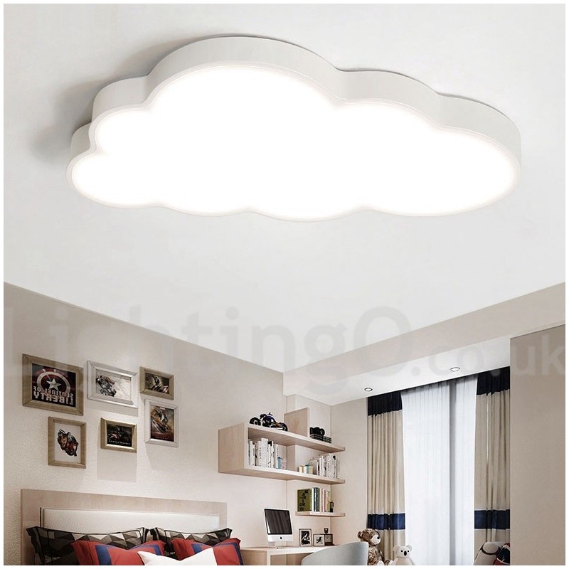 Ultra Thin Clouds Dimmable Modern Contemporary Nordic Style Flush Mount Ceiling Lights with Acrylic Shade with Remote Control Also Can Be Used As Wall Light