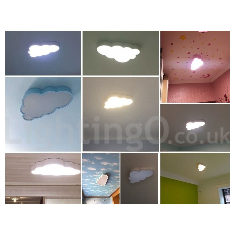 Ultra Thin Clouds Dimmable Modern Contemporary Nordic Style Flush Mount Ceiling Lights with Acrylic Shade with Remote Control Also Can Be Used As Wall Light