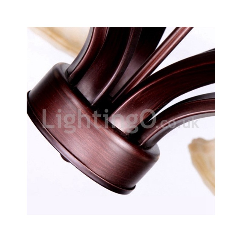 Rustic 6 bulbs Glass Lamp shade Stainless Chandelier