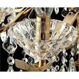 High Grade Gold Wrought Iron Crystal Chandelier 6 Lights