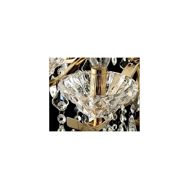 High Grade Gold Wrought Iron Crystal Chandelier 6 Lights