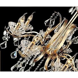 High Grade Gold Wrought Iron Crystal Chandelier 6 Lights