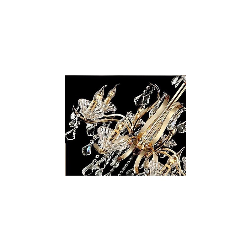 High Grade Gold Wrought Iron Crystal Chandelier 6 Lights