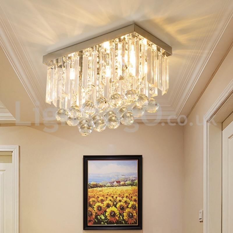 Contemporary Square Crystal Flush Mount Ceiling Lights