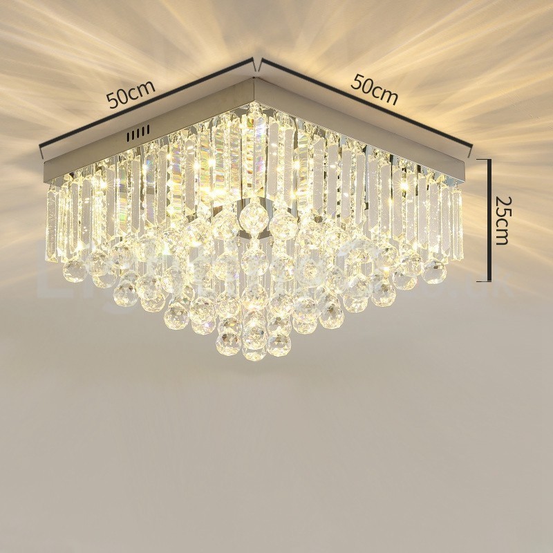 Contemporary 40CM 50CM Square Crystal Flush Mount Ceiling Lights