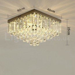 Contemporary 40CM 50CM Square Crystal Flush Mount Ceiling Lights