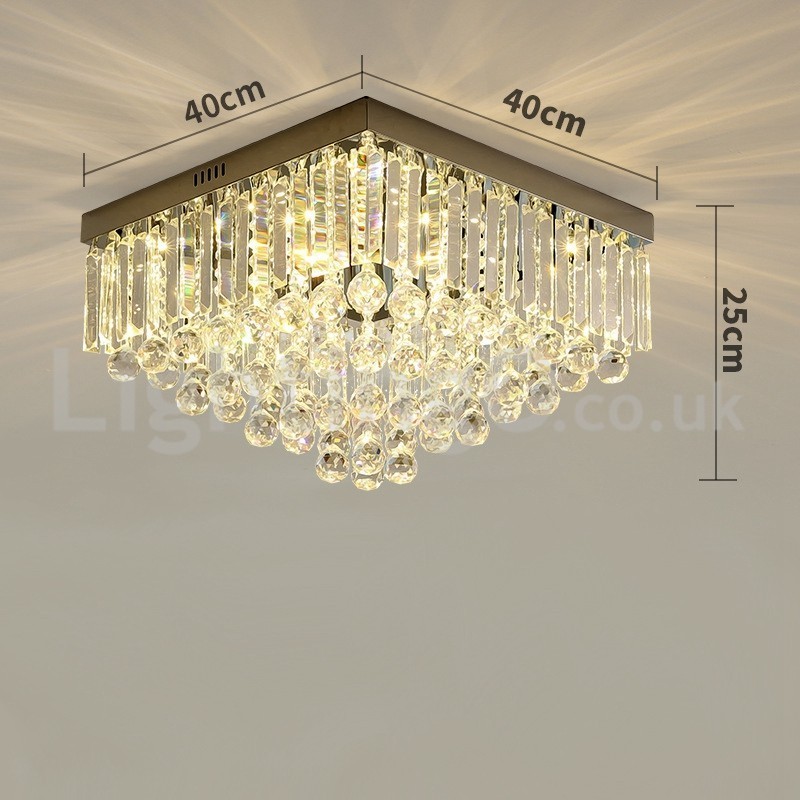 Contemporary 40CM 50CM Square Crystal Flush Mount Ceiling Lights