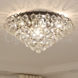 Contemporary 30CM 55CM Round Crystal Flush Mount Ceiling Lights